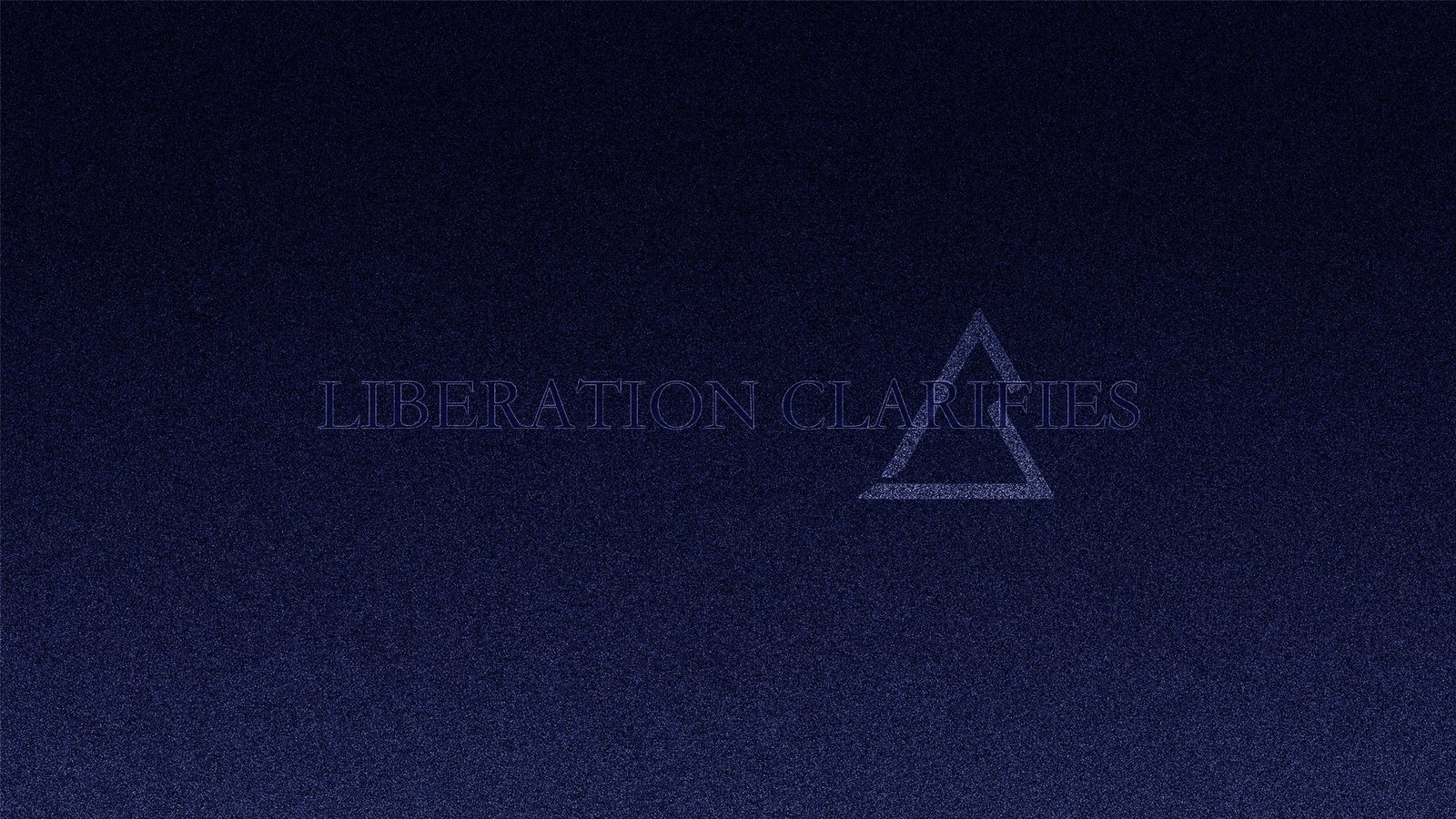 Redes Sociales Diseño gráficos, oscuro con el texto, Liberation Clarifies y símbolo geométrico al centro